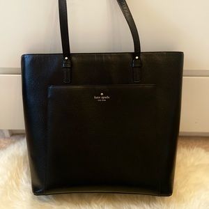 Kate Spade Black Leather Structured Tote Bag